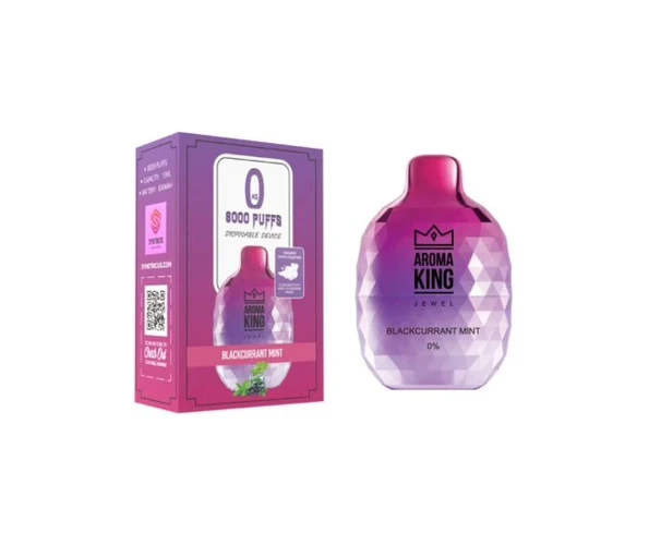 Безникотиновый одноразовый Pod Aroma King Jewel 8000 650 mAh Blackcurrant Mint 0% (Смородина с мятой)